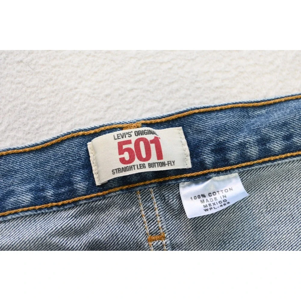 Levi's 501 Original Jeans Mens 50x30 Blue Straight Leg Button Fly Rugged
